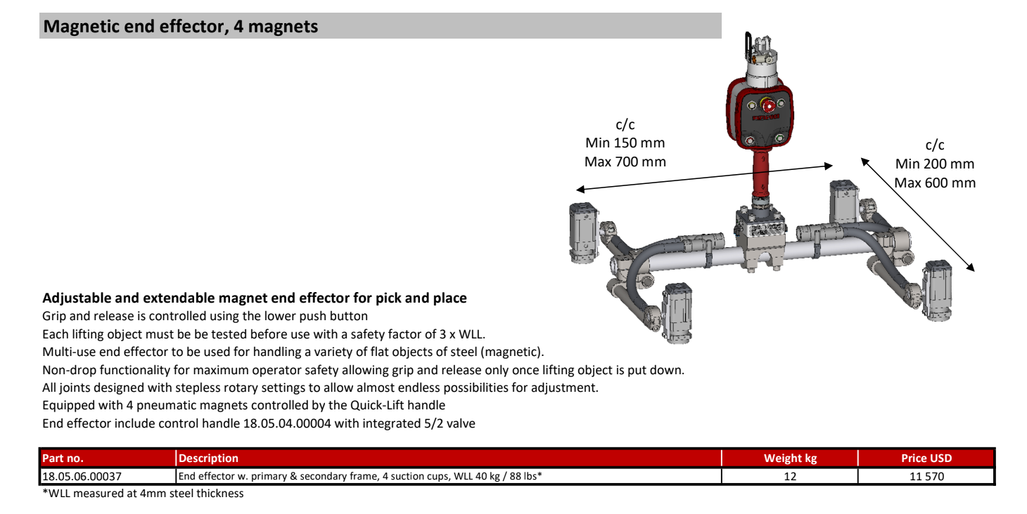 magnetic end effector 4 magnets